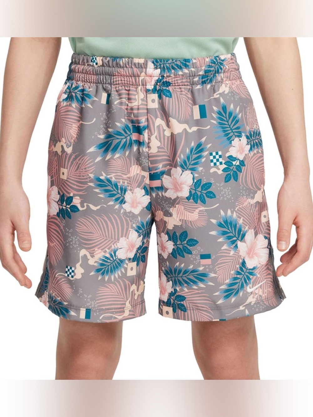 Nike NWT Tropical Print Kids Training Dri-Fit Athletic Shorts Size Small